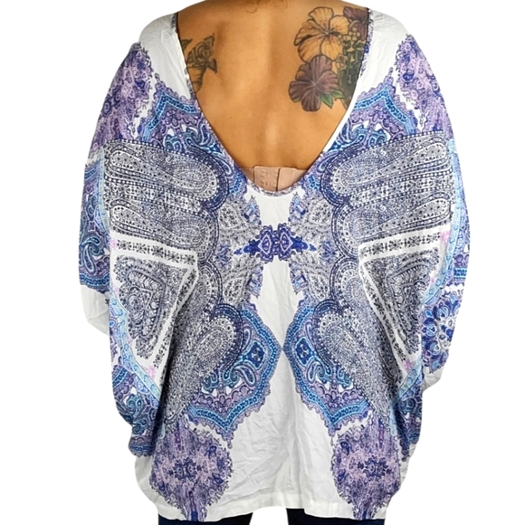 Victoria's Secret Oversized Midi Night Dress Size X Small White/Blue Paisley - Picture 4 of 6